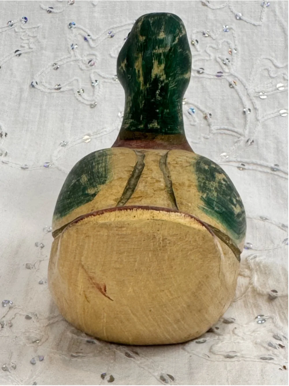 Vintage Hand Carved Painted Wood Mallard Duck | Rustic Folk Art Decoy Decor